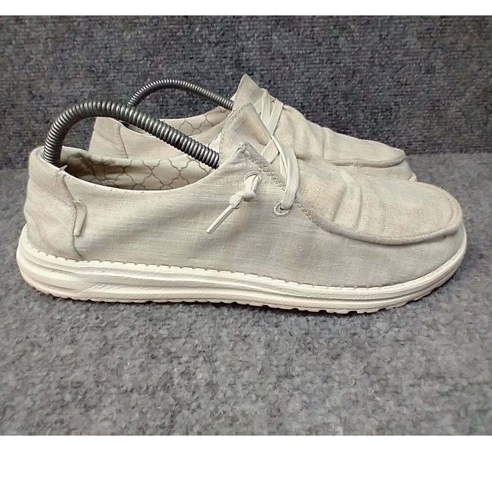 Hey Dude Wendy Sparkling Gold Canvas Slip On‎ Loafers Womens 10 121419102